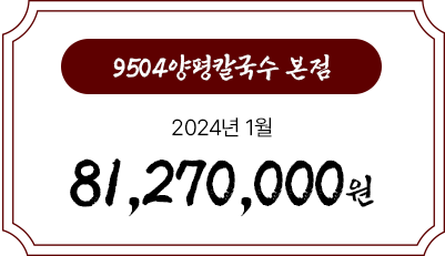 9504양평칼국수 월별 매출 현황