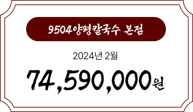 9504양평칼국수 월별 매출 현황