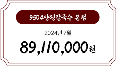 9504양평칼국수 월별 매출 현황