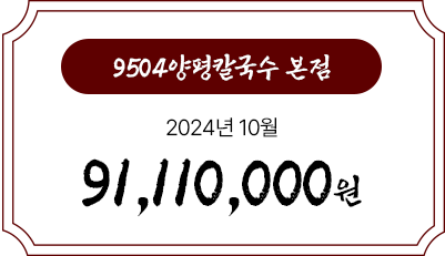 9504양평칼국수 월별 매출 현황