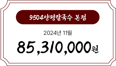 9504양평칼국수 월별 매출 현황